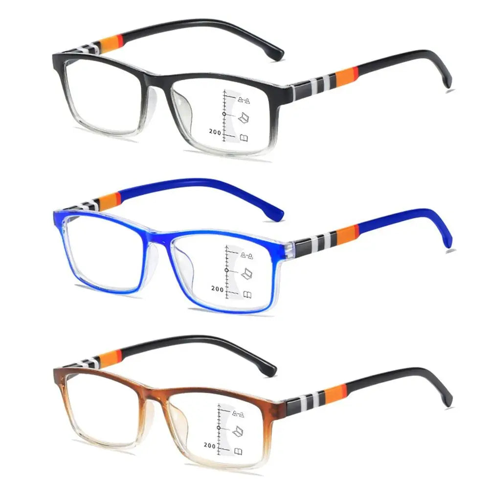 Blue Ray Blocking Anti-Blue Light Reading Glasses Multifocal Progressive Near Far Square Eyeglasses Ultralight PC