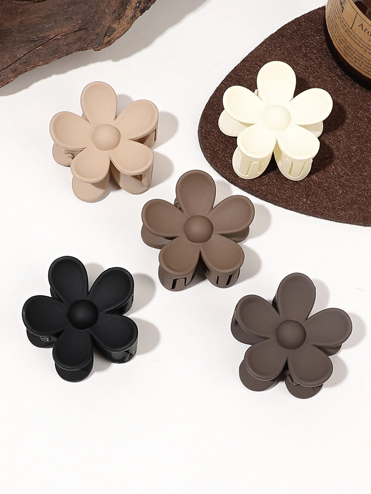 5 Pcs 4CM Flower Clip, Back of Head Plate Hair Clip Shark Clip for Women and Girls