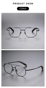 Trendy Men's Large size Titanium Frames Stylish, Double Bridge, Casual, Comfortable, Optical Prescription Eyewear for Men 07518