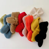 New Simple Solid Colour Baby Scarf Winter Woolen Knitted Kids Neckerchief Baby Boy Girl Warm Cross Muffler