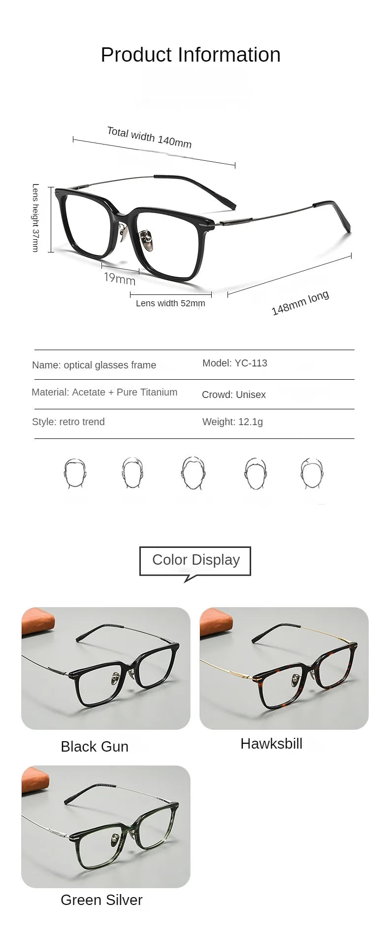 High Quality Luxury Glasses Ultra Light Pure Titanium Men's Eyeglass Frames High-Quality Acetate Prescription Eyeglass Frames