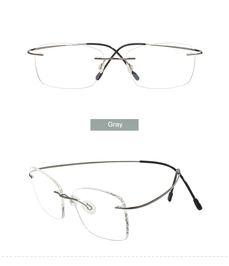 Titanium Large Size Lightweight Rectangular Men and Women Colored Flexible Rimless Glasses Frame For Myopia Prescription Lenses