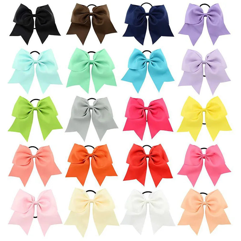 8'' Large Elastic Hair Bows Head Rope Bands Grosgrain Ribbon Hair Ties Boutique Bow Tie For Girls Headwear Hair Accessories
