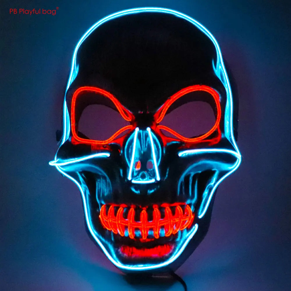 Halloween Party Horror Mask Ghost Head Skull LED Glow Mask Cosplay Props Festival Decoration Toy AC182