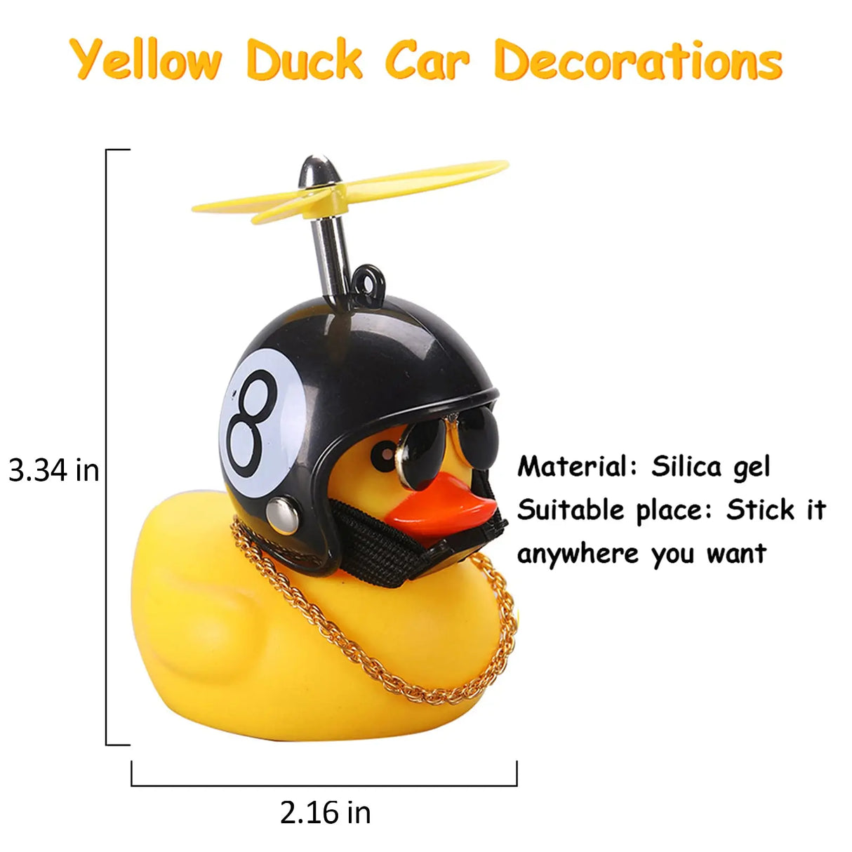 Rubber Duck Toy Car Ornaments Yellow Duck Car Dashboard Decorations Motor Accessories Yellow Duck Ornaments with Helmet for Bike
