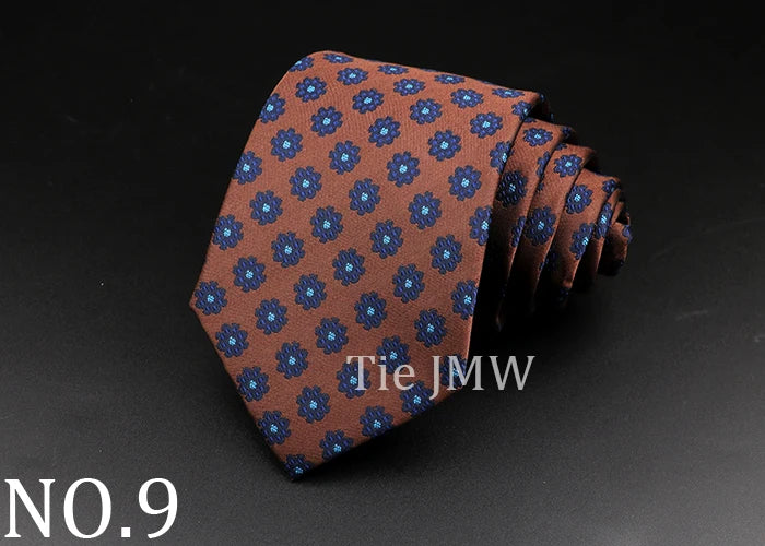 Leisure Men's Striped Tie 8cm Floral Paisley Brown Grey Necktie Business Daily Wear Cravat Wedding Party Collar Accessories Gift