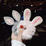 Women Girl Cute Cartoon Hair Scrunchies Panda Cows Cat Rabbit Plush Elastic Hair Bands Sweet Pontail Ties Christmas Accessories