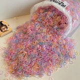 500Pcs/bag Girls Colourful Disposable Rubber Band Hair Ties Headband Children Ponytail Holder Bands Kids Hair Accessories