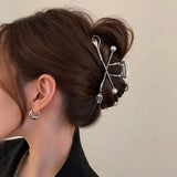 New Punk Geometric Metal Gold Silver Simple Hair Clip Claw for Women Trendy Large Crab Catches Clamp Korea Headwear Accessories