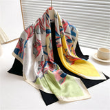 90*90Cm Square Scarf Twill Silk Feeling Women Head Shawls and Wraps Luxury Hair Tree Print Neck Scarves Hijab Bandana Pashmina