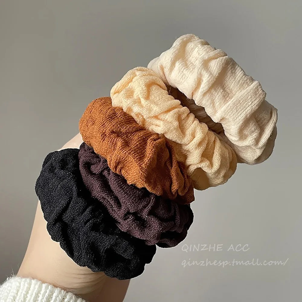 Classic Large Stretch Thick Hair Ties Women Girls Seamless Cloth Elastics Ponytail Holders Knit Hair Scrunchies For Thick Hair