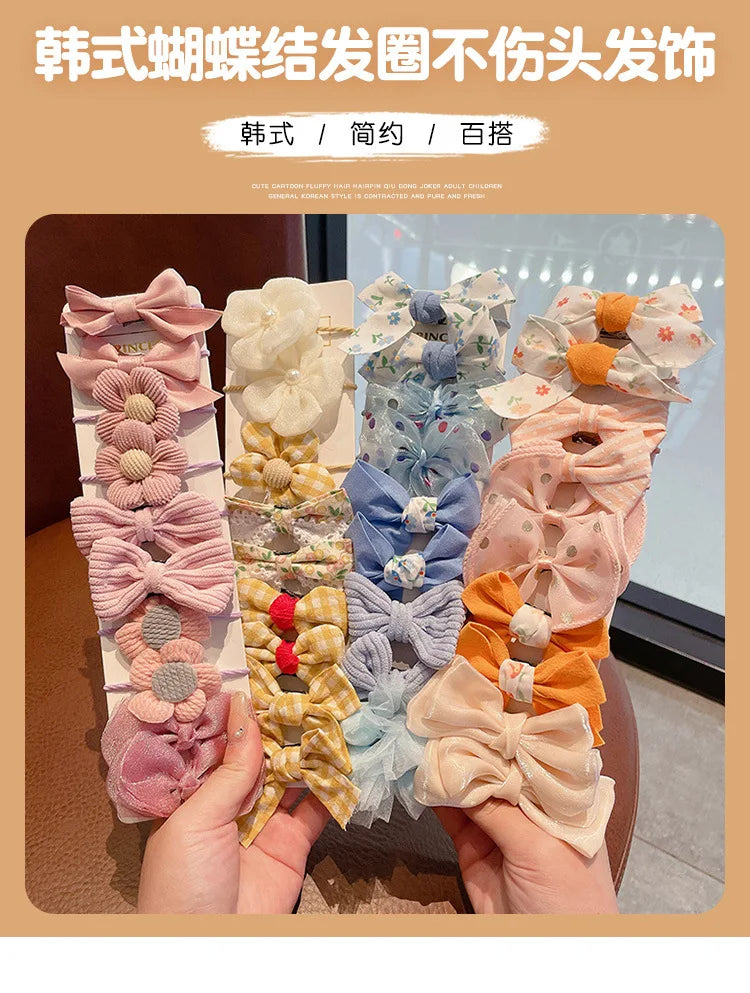 10pcs Hair Accessories Girls Scrunchies Aesthetic Lacos De Cabelo Infantil Bands Kids Headbands Bandes Bandeaux Elastiquec Cute