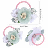 Handmade Flower Elastics Hair Ties For Kids Girls Stretchy Rubber Hairband Slim Headband Scrunchies Ponytail Holder Ring Loop