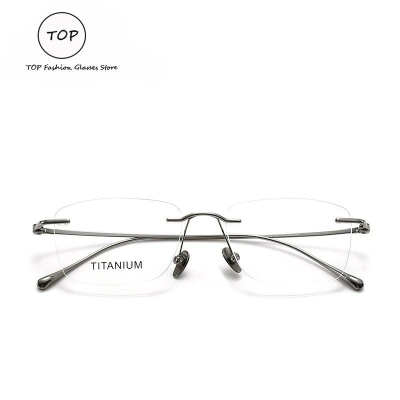 Fashionable and Simple Frameless Titanium Alloy Business Men's Glasses Personalized High-quality Women's Frames Suitable  Myopia