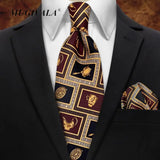 MUGIVALA 9CM Retro business banquet suit paisley vintage pattern tie pocket square set