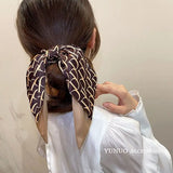 Women's Elastic Hair Bands French Style Hair Rope Creative Letter D Classic Retro Bow Ribbon Headdress Delicate All-matching