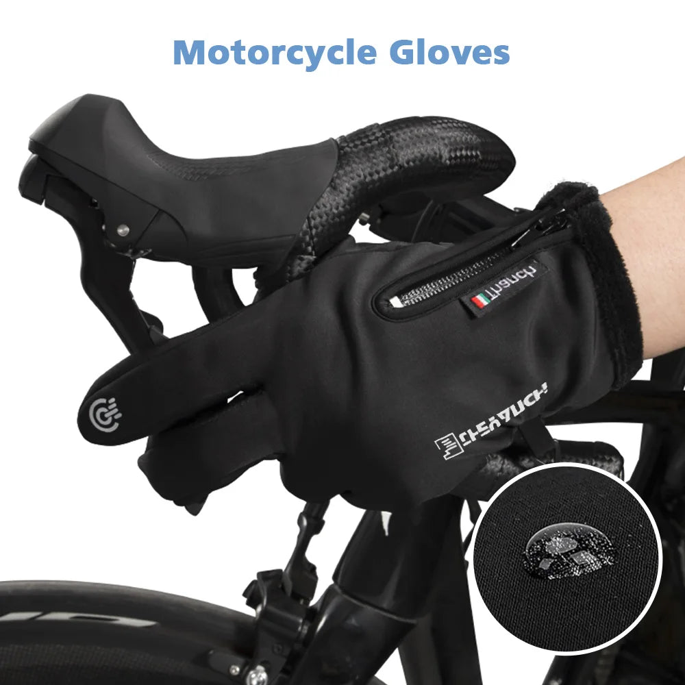 Outdoor Winter Gloves Motorcycle Gloves With Fleece Lined Touch Screen Snow Glove Waterproof Thermal Gloves For Riding