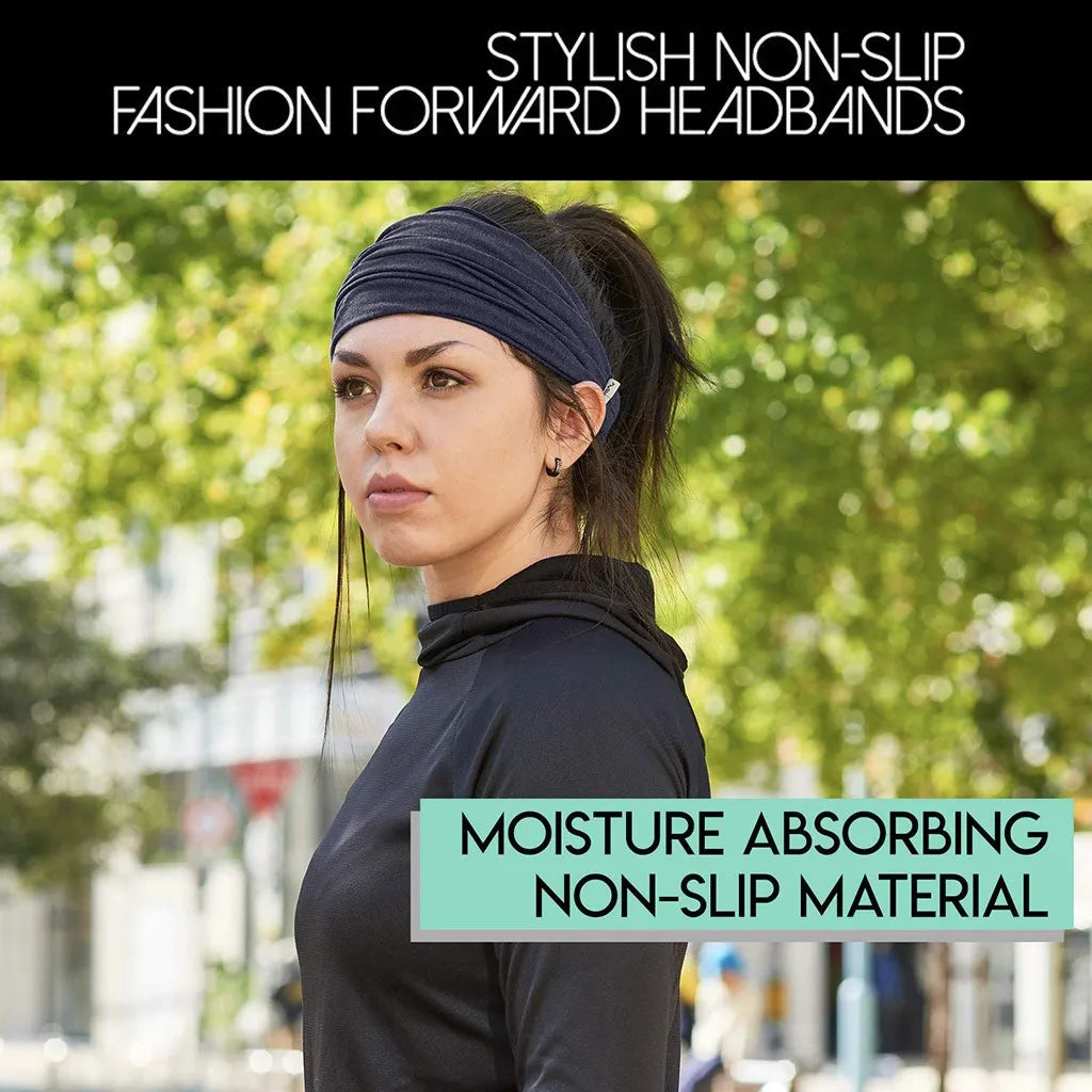 Wide Elastic Headband Hairband Pilates Yoga Fitness Running Cycling Sweatband Turban Makeup Hair Hoop Makeup Headwrap For Women