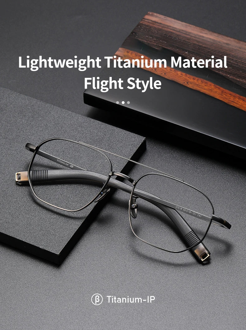 Trendy Men's Large size Titanium Frames Stylish, Double Bridge, Casual, Comfortable, Optical Prescription Eyewear for Men 07518