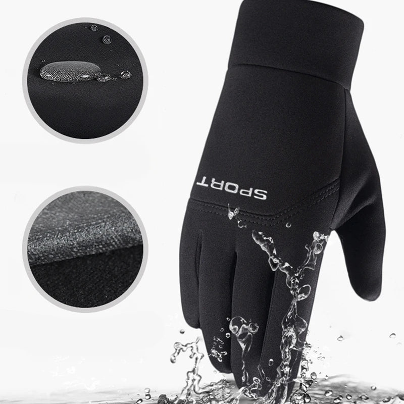 Men Windproof Motorcycle Gloves Outdoor Sports Ski Running Touch Screen Thin Style Fleece Gloves Non-Slip Warm Full Fingers