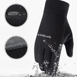 Men Windproof Motorcycle Gloves Outdoor Sports Ski Running Touch Screen Thin Style Fleece Gloves Non-Slip Warm Full Fingers
