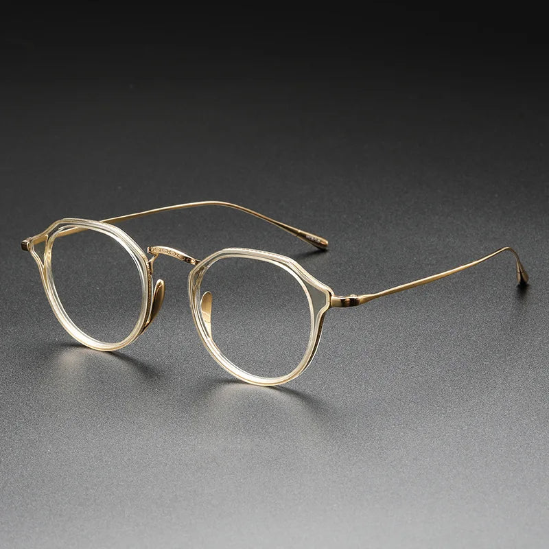 2025 New INS Men's Ultra Light Pure Titanium Glasses Frame Fashion Trend Women's Anti Blue Light Glasses Polygonal Prescription