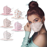 50pcs Mask Adult Net Yarn Flowers Four-Layer Disposable Protective Printing Mask Mouth Face Mask Breathable Earloops