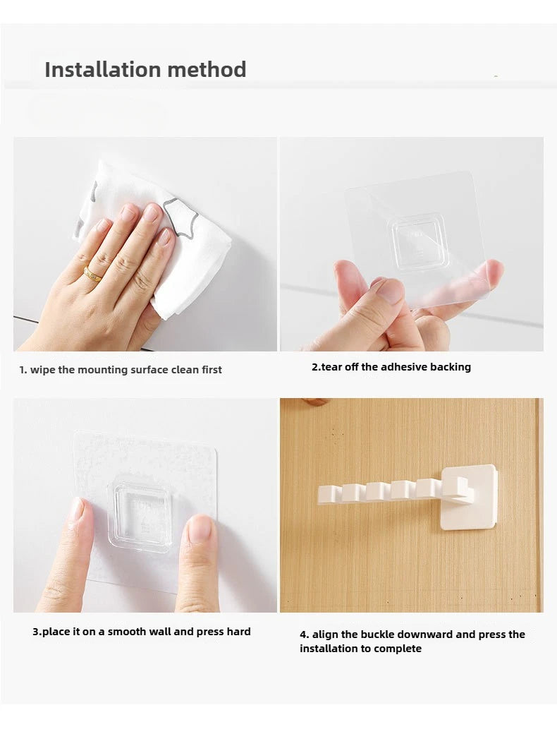 1pc wall mounted non perforated baseball cap hook, smooth and burr free, 6-hook design, multifunctional storage