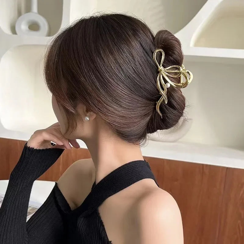 New Punk Geometric Metal Gold Silver Simple Hair Clip Claw for Women Trendy Large Crab Catches Clamp Korea Headwear Accessories