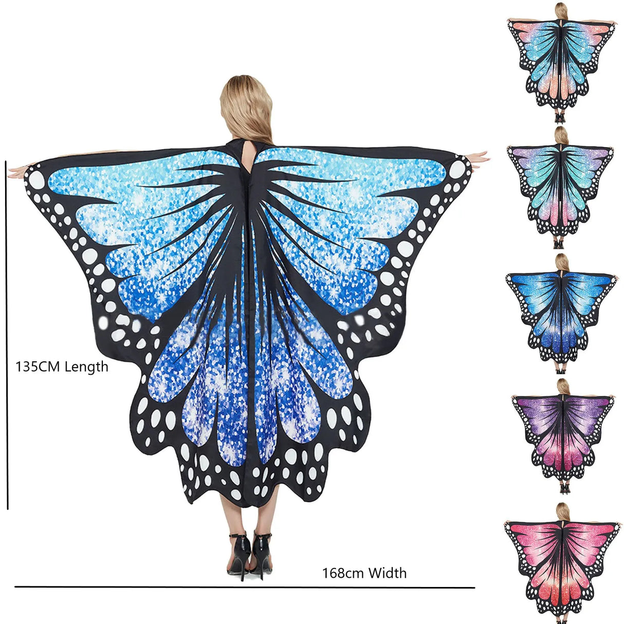 Fashion Butterfly Wing Polyester Beach Towel Cape Scarf Women Christmas Halloween Gift Summer Printed Towel Fashion Lady Clothes