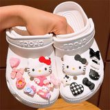 New Sanrio Kuromi LED Shoes Accessories Cartoon Peripheral Cinnamoroll Melody Pompompurin Charm Buckle Charms Kids Gift