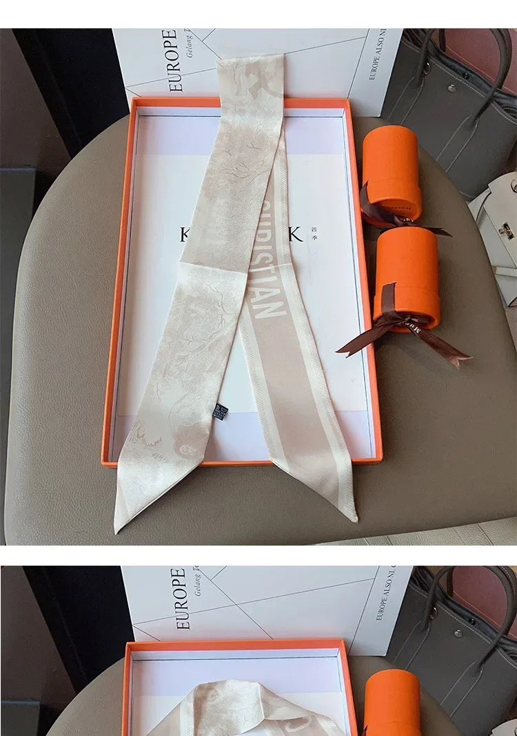 Women's Daily Wear Headbands Bags Handles Silk Scarves Simulated Silk Streamers French Versatile Headbands Scarves Gifts