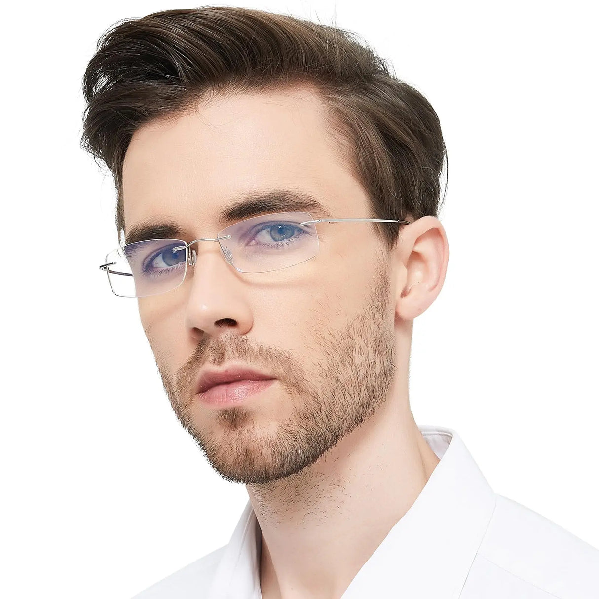 Titanium Reading Glasses Men High Quality Magnifying Presbyopic Eyeglasses Titanium Frames Anti Blue Light Rimless Glasses Men