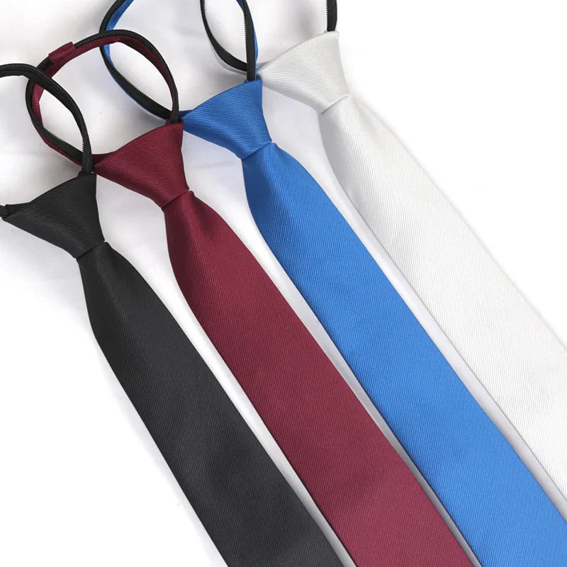 Men Tie Solid Color Skinny Zipper 6cm Ties for Women Wedding Dress Black Necktie Fashion Cravate Business Slim Shirt Accessories