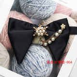 New Mans Black Bow Luxurious Polyester Horn Bow Tie With Pearl Chain Brooch For Bussiness Wedding Party Tuxedo Accessories Ties