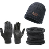 3pcs/Set Warm Plush Lined Knit Beanie, Scarf & Gloves Set, Winter Accessories