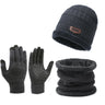 3pcs/Set Warm Plush Lined Knit Beanie, Scarf & Gloves Set, Winter Accessories
