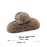 Vintage Women Large Real Otter Rabbit Plush Hair Clip Korea Autumn and Winter Elegant Shark Claw Girl Sweet Hair Accessories