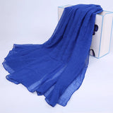 Royal Blue Scarf Women Cotton Hijabs Scarf Solid Color Ladies Shawls And Wraps Spring Summer Beach Scarves Fashion Neck Bandana