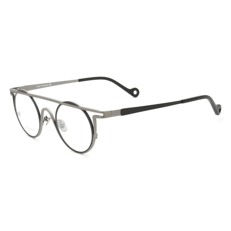 55266 Pure Titanium Glasses Frame Men Round Punk Eyewear 2022 New Male Classic Full Optical Prescription Eyeglasses Frames