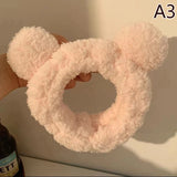 Wide Hairband Headpiece Cute Bear Ears Plush Face Wash Make-up Hair Band Wide Edge Hair Band Headdress