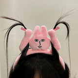 Pink Rabbit Hairband Cute Headband Kawaii Plush Hair Accessory Funny Wide-Brimmed Hairpin Creativity Headdress Gift