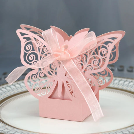 10/50/100pcs Butterfly Gift Boxes Wholesale Candy Favors Packaging with Ribbons for Baby Shower Wedding Birthday Party Supplies