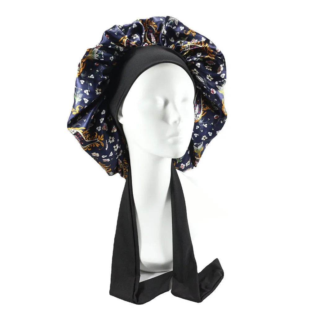 Women Big Size  Satin Cap for Sleeping Hat Night Sleep Cap Hair Care Silk Bonet Stain Hair Cap for Women Curly Springy Hair