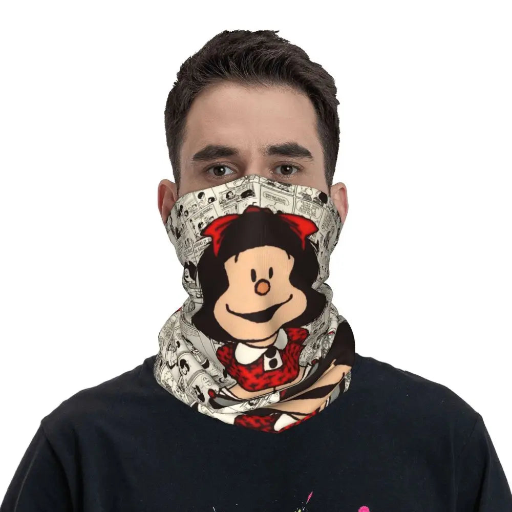 Comic Girl Scarf Neckerchief Neck Face Mask Polyester