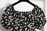 Mini robes d'été pour femmes, mode féminine, imprimé floral, en mousseline de soie, froncée, manches courtes bouffantes, robe décontractée