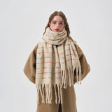 2023 Woman Gradient Colourful Soft Touch Stripe Scarf Winter Variety of Warm Shawl Couple Retro Scarfs