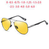 0 -0.5 -0.75 To -6 Night Vision Lens Oval Prescription Sunglasses Men Polarized Metal Driving Anti-Glare Nearsighted Sun Glasses