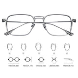 American Design Men Square Frames Handmade Retro Pure Titanium Glasses Thick Edges Business Eyeglasses Suitable for Large Faces