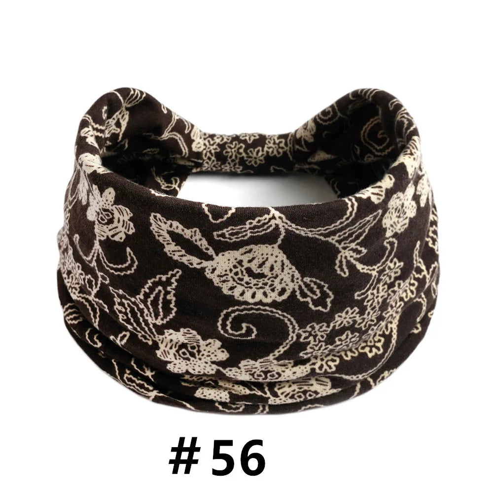 Leopard Print Headbands for Women Wide Boho Turban Head Wraps Cotton Knotted Elastic Hairbands Non Slip Workout Hair Accessories